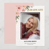 Roze Bloem Foto Afstuderen Roze op Rug Aankondiging (Voorkant / Achterkant)