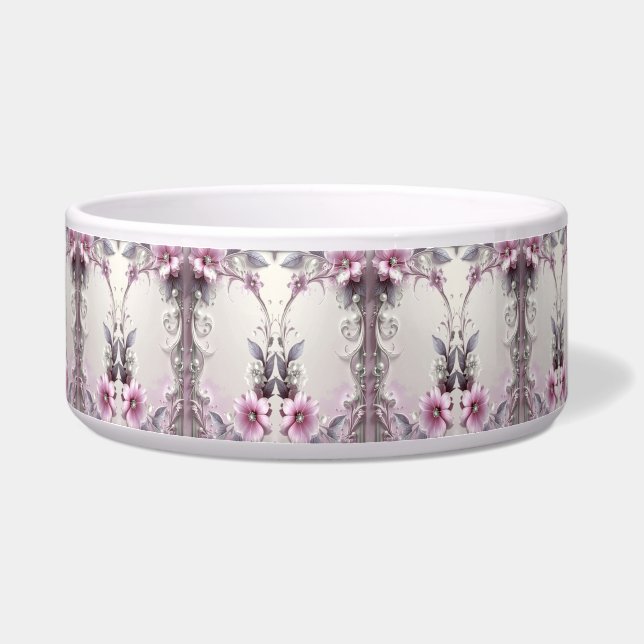 Roze bloem frame hond kom (Links)