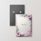 Roze bloem frame knop button (Voorkant / Achterkant)