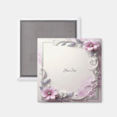 Roze bloem frame magneet (Voorkant / Achterkant)