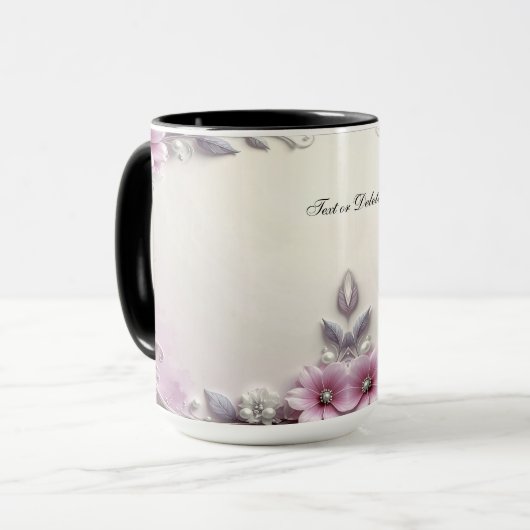 Roze bloem frame mok (Voorkant links)