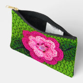 Roze Bloem Gazon Green Leaf Artisan Haakprint Etui (Open)