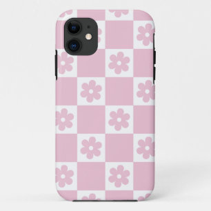 Roze Bloem gecontroleerd patroon iPhone 11 Hoesje