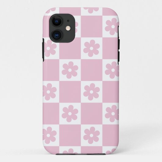 Roze Bloem gecontroleerd patroon Case-Mate iPhone Case (Achterkant)