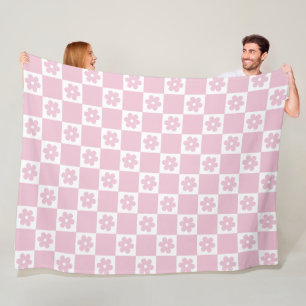 Roze Bloem gecontroleerd patroon Fleece Deken