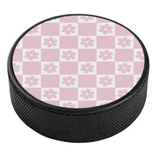 Roze Bloem gecontroleerd patroon Hockey Puck