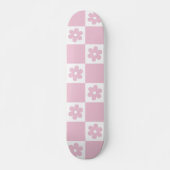 Roze Bloem gecontroleerd patroon Skateboard (Voorkant)