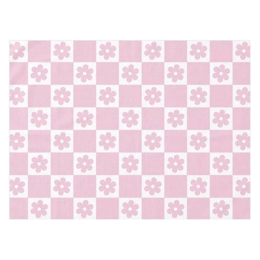 Roze Bloem gecontroleerd patroon Tafelkleed (Voorkant (Horizontaal))