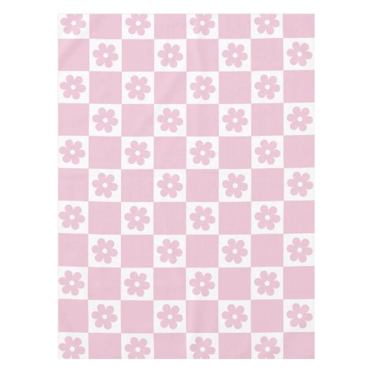 Roze Bloem gecontroleerd patroon Tafelkleed (Voorkant)