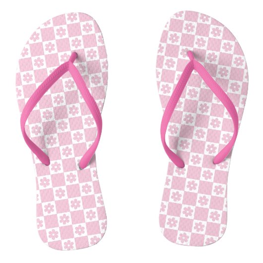 Roze Bloem gecontroleerd patroon Teenslippers (Voetbed)