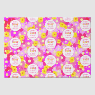 roze bloem gepersonaliseerd Baby shower Tissuepapier