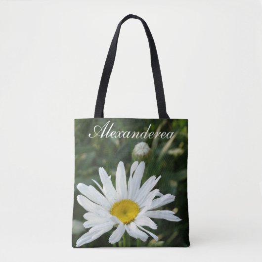Roze bloem gepersonaliseerd met naam bruid & datum tote bag (Voorkant)
