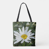 Roze bloem gepersonaliseerd met naam bruid & datum tote bag (Achterkant)