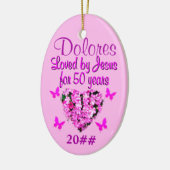 ROZE BLOEM GEPERSONALISEERDE 50E ORNAMENT (Links)