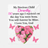  ROZE BLOEM GEPERSONALISEERDE 90E VERJAARDAG FLEECE DEKEN (Voorkant)