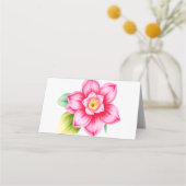 Roze Bloem Gevouwen Plaats Kaart (Achterkant)