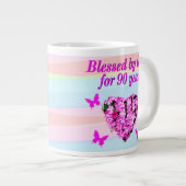 ROZE BLOEM GEZEGEND DOOR GOD 90E VERJAARDAG MOK (Voorkant rechts)