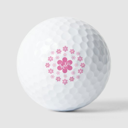 Roze Bloem Glam- Golfballen (Voorkant)