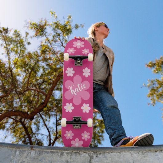 Roze Bloem Glam- Skateboard (Buiten 1)