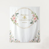 Roze bloem goud Eerste Heilige Communie Foto Requi Wandkleed (Voorkant)