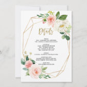 Roze Bloem Gouden Frame Meidenavond Kaart (Achterkant)