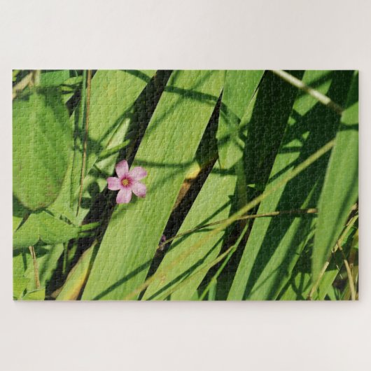 Roze bloem Groene Botanische Fotografie Grafisch Legpuzzel (Horizontaal)