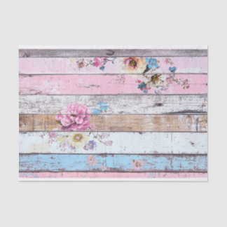 Roze Bloem Houten Plank Decoupage Papier