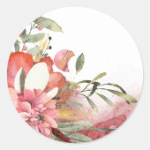 Roze bloem in waterverf Square Sticker (Voorkant)