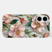 Roze Bloem iPhone Hoesje Gebrandschilderd Glas Pas (Achterkant (horizontaal))