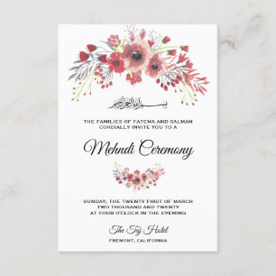 Roze bloem islamitische Mehndi-ceremonie Informatiekaartje