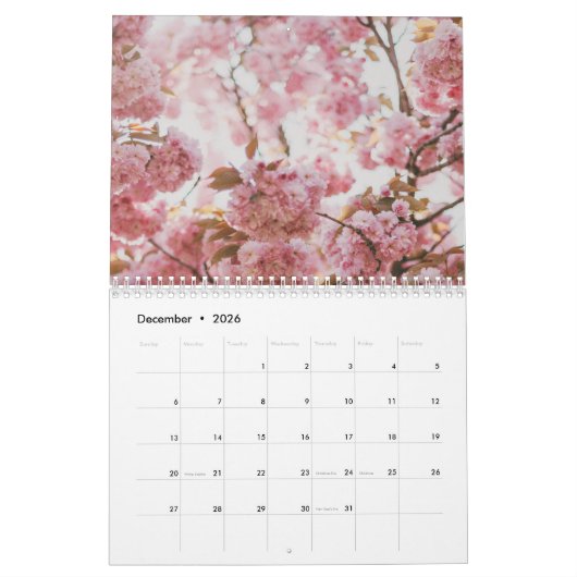 Roze bloem kalender (Dec 2026)