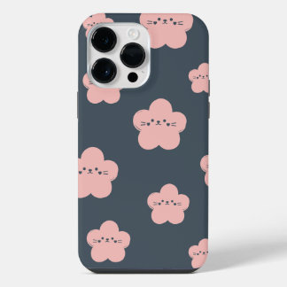 Roze Bloem Kat | Mopshond gezicht kat | bloem kat iPhone 14 Pro Max Hoesje