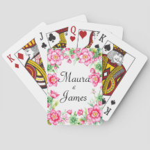 Roze Bloem Klassieke Speelkaarten