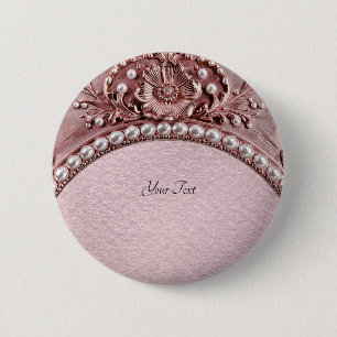 Roze Bloem Knop Ronde Button 5,7 Cm