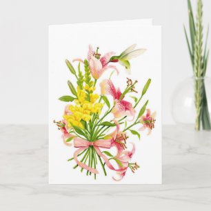 Roze bloem kolibrie sympathie wenskaart kaart