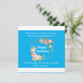  Roze Bloem Krans Vlak Dank u Kaart (Staand voorkant)