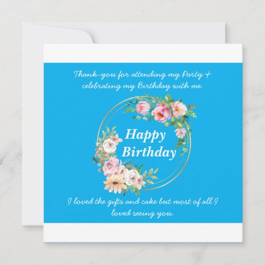  Roze Bloem Krans Vlak Dank u Kaart (Voorkant)