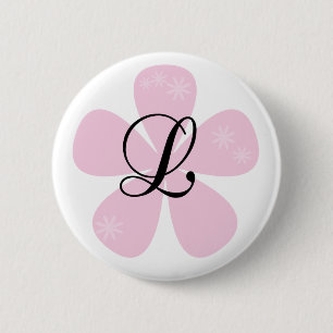 Roze bloem L Ronde Button 5,7 Cm