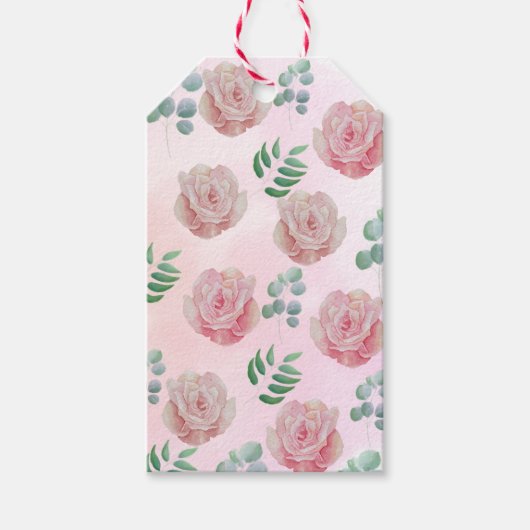 Roze bloem labels cadeaulabel (Voorkant)