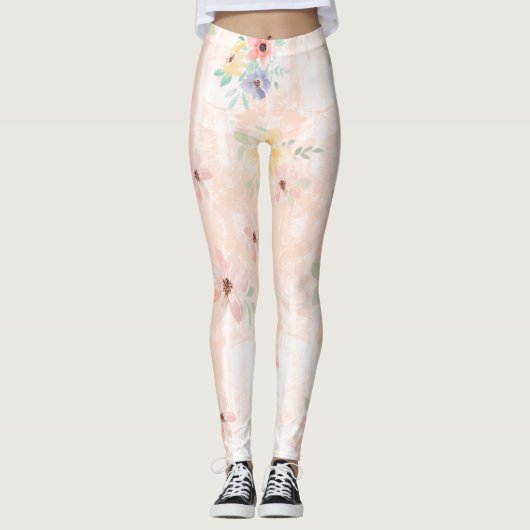 Roze Bloem Leggings (Voorkant)