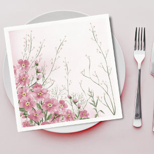 Roze bloem lente babyshower servet