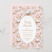 Roze bloem lente meisje baby shower uitnodiging (Voorkant / Achterkant)