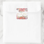 Roze bloem lijst GEPERSONALISEERD Vierkante Sticker (Tas)