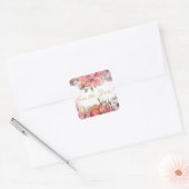 Roze bloem lijst GEPERSONALISEERD Vierkante Sticker (Envelop)