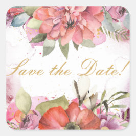 Roze bloem lijst GEPERSONALISEERD Vierkante Sticker