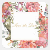 Roze bloem lijst PERSONALIZED Square Sticker (Voorkant)