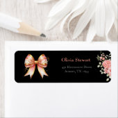 Roze bloem lint bruidsfeest retouradres etiket (Insitu)