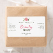 Roze bloem-Logo-vlakke serumlabels Etiket (Insitu)