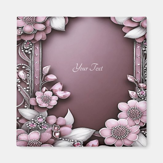 Roze bloem magneet (Voorkant)