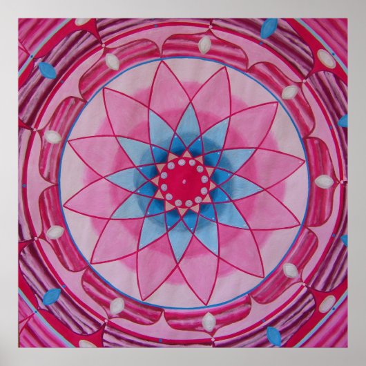 Roze bloem Mandala Poster (Voorkant)